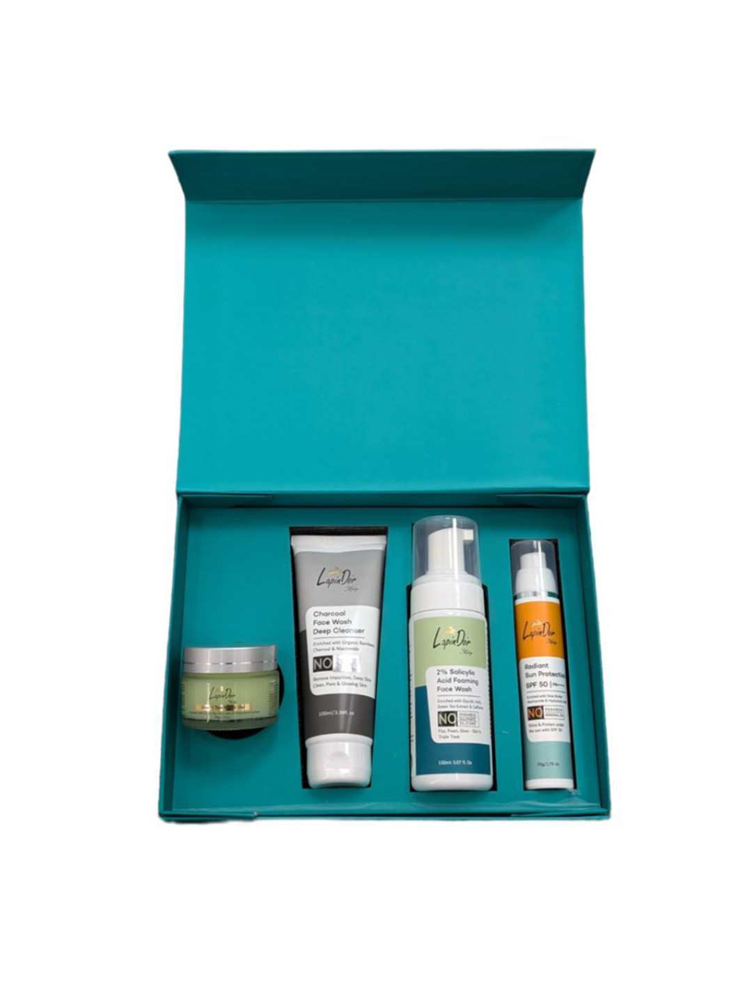 LAPINDOR BY UDAG Set Of 4 Charcoal Face Wash, Night Gel, Foaming Face Wash & Sunscreen