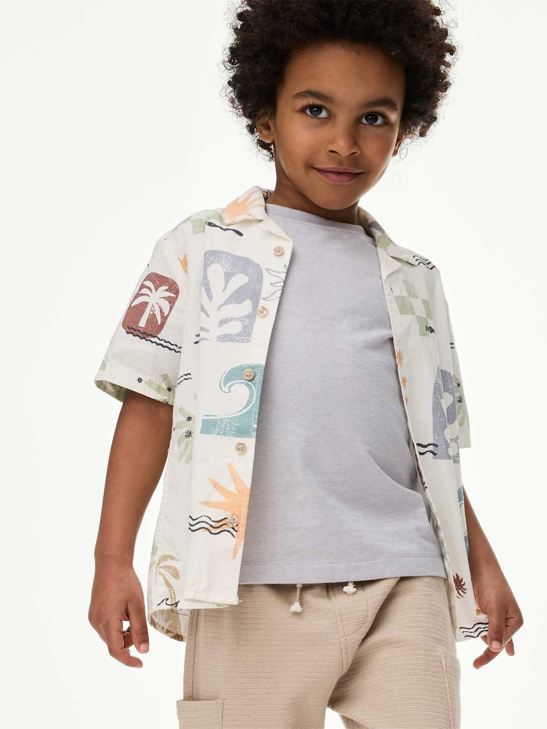 Marks & Spencer Kids Boys Pack of 2 Pure Cotton Abstract Shirt & T-Shirt Set