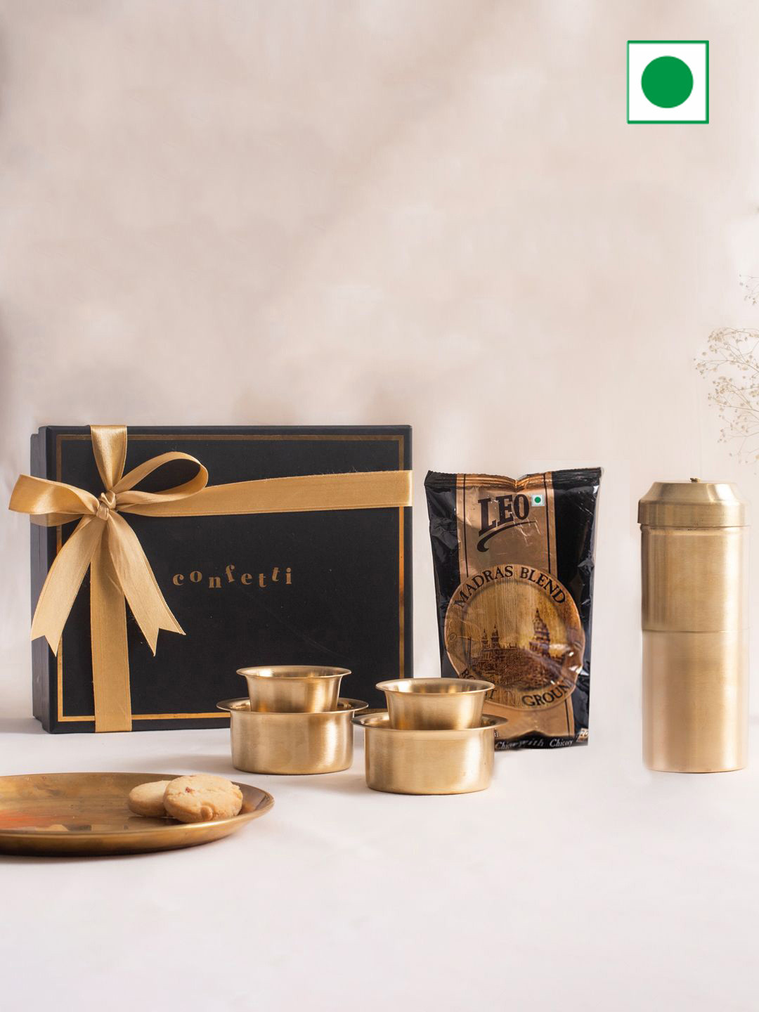 Confetti Gifts Unisex Pack Of 4 Diwali Coffee Powder & Serving Set Gift Hamper