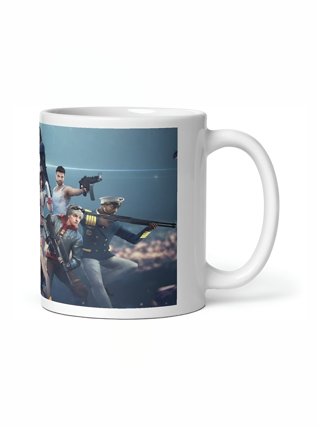 Mr UVD White & Blue PGraphic Printed Ceramic Matte Mug 350 ml