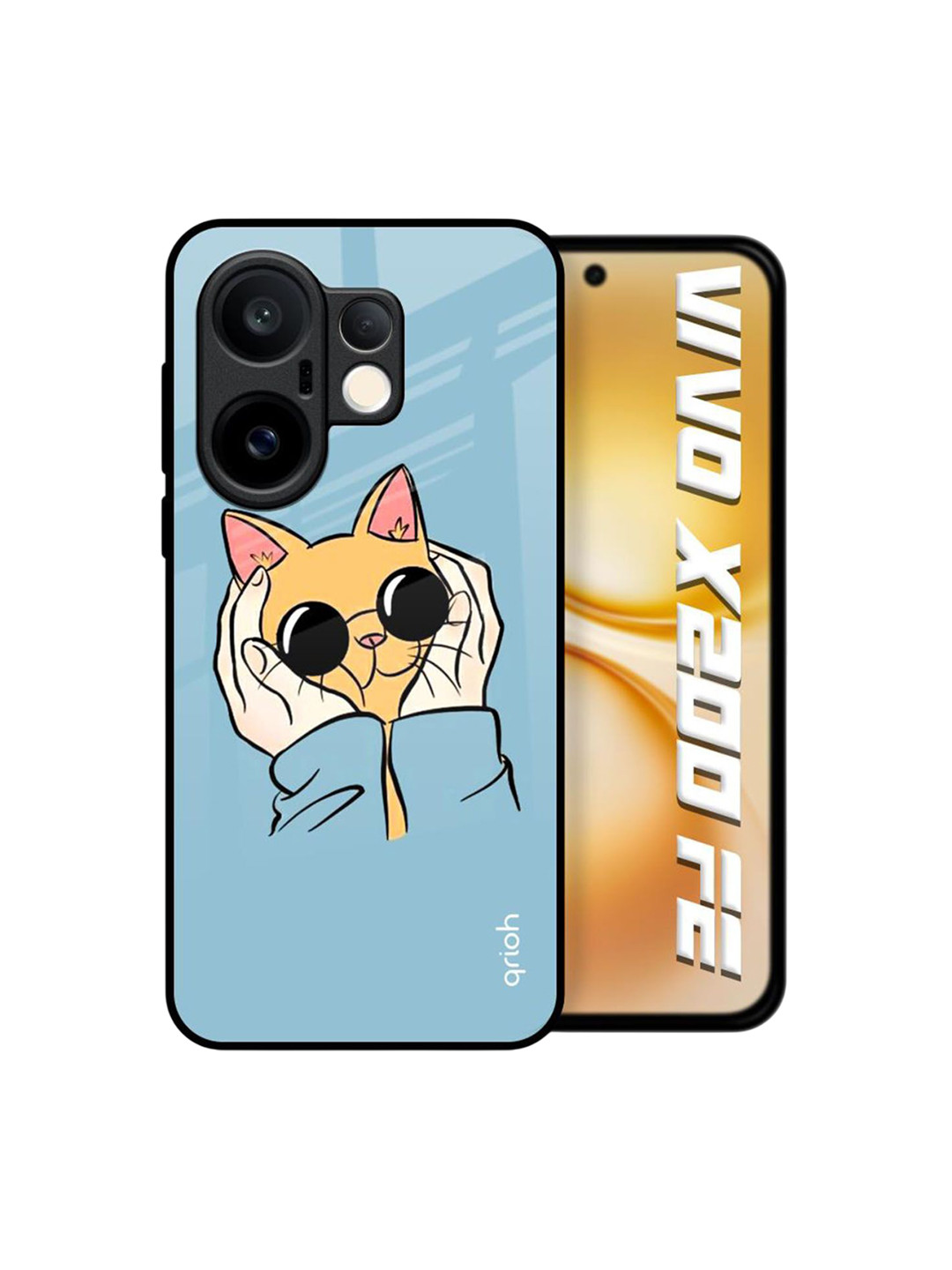 QRIOH Adorable Cute Kitty Printed Impact Resistant Vivo X200 FE 5G Silicone Back Case