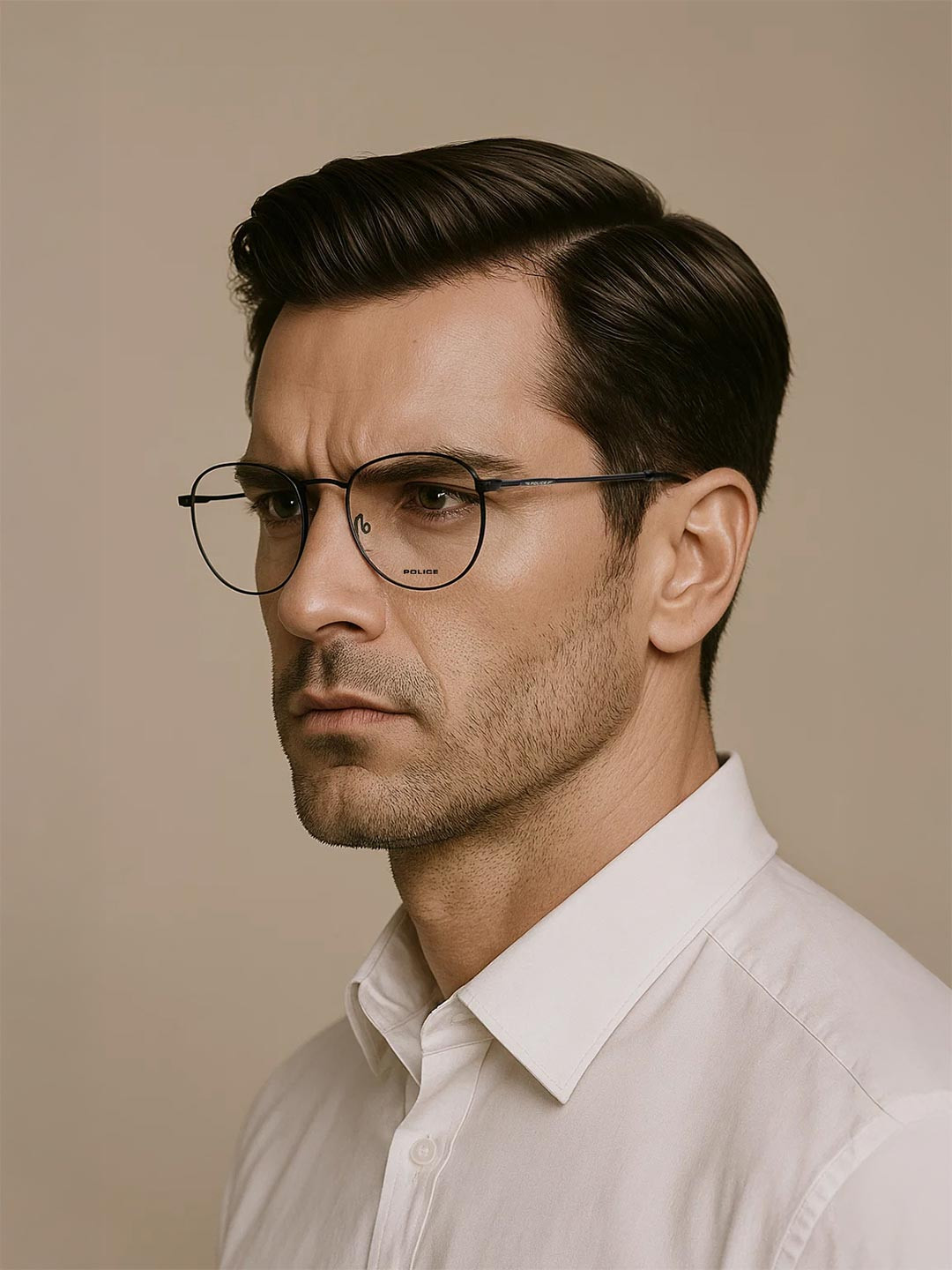 Police Men Black Full Rim Aviator Frames