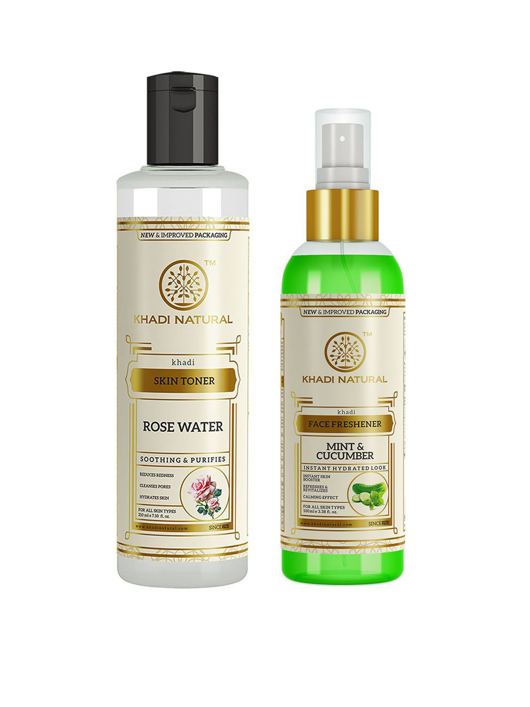 Khadi Natural Set of Rose Water Toner 210ml & Mint Cucumber Face Spray 100ml