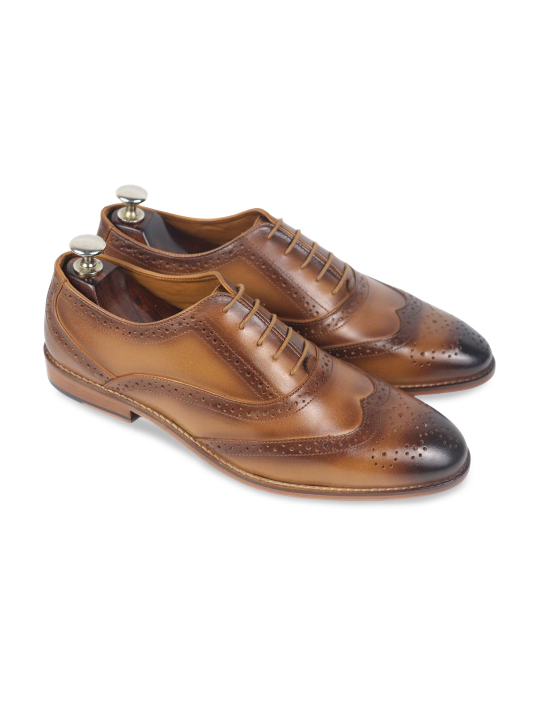 DANZIO Men Genuine Leather Pointed Toe Lace-Ups Formal Brogues