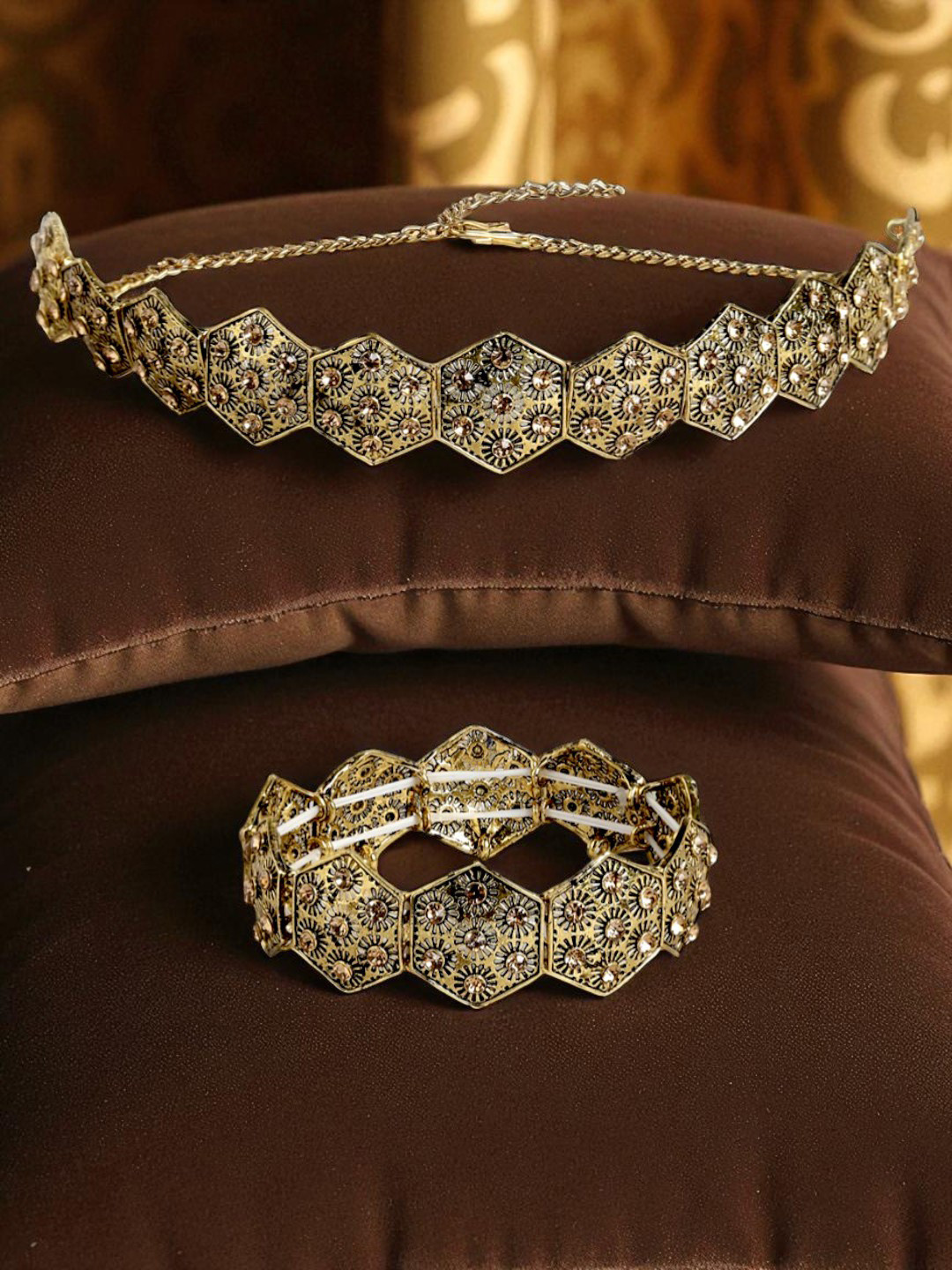 Kord Store Women Gold Plated Set Of 2 Necklace Set And Bracelate