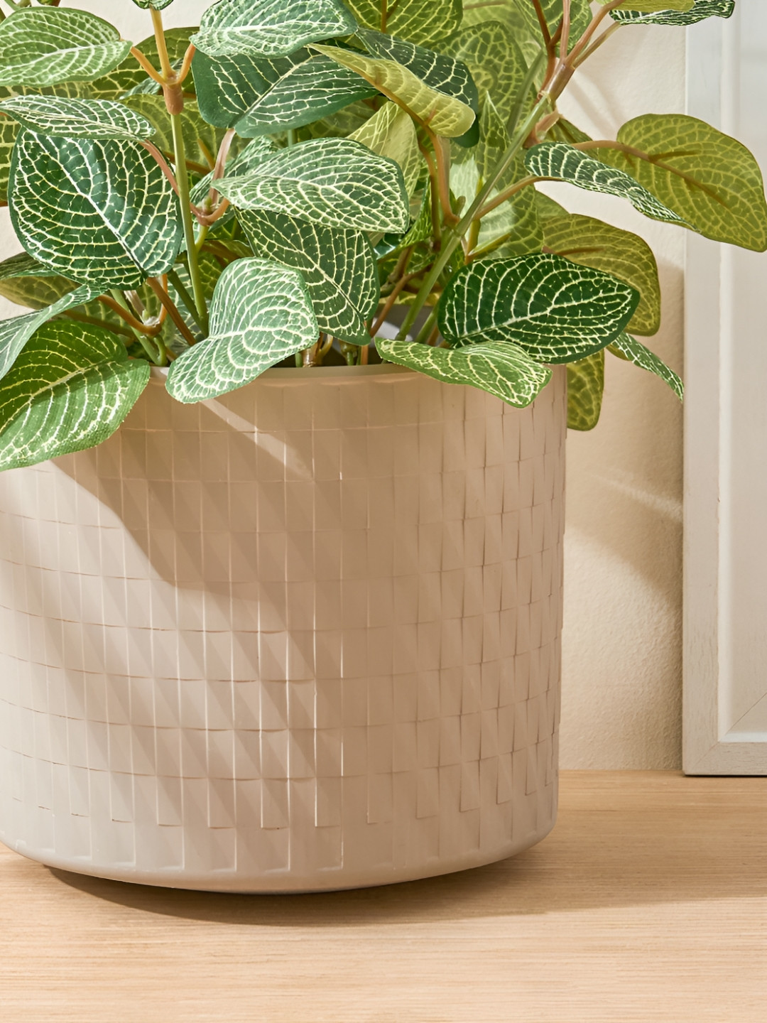 Home Centre Gloria Beige Textured Terracotta Planter