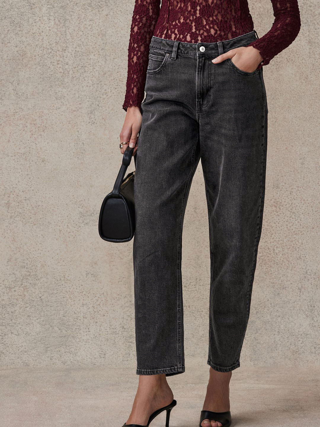 NEXT Women Barrel Fit Mid-Rise Jeans