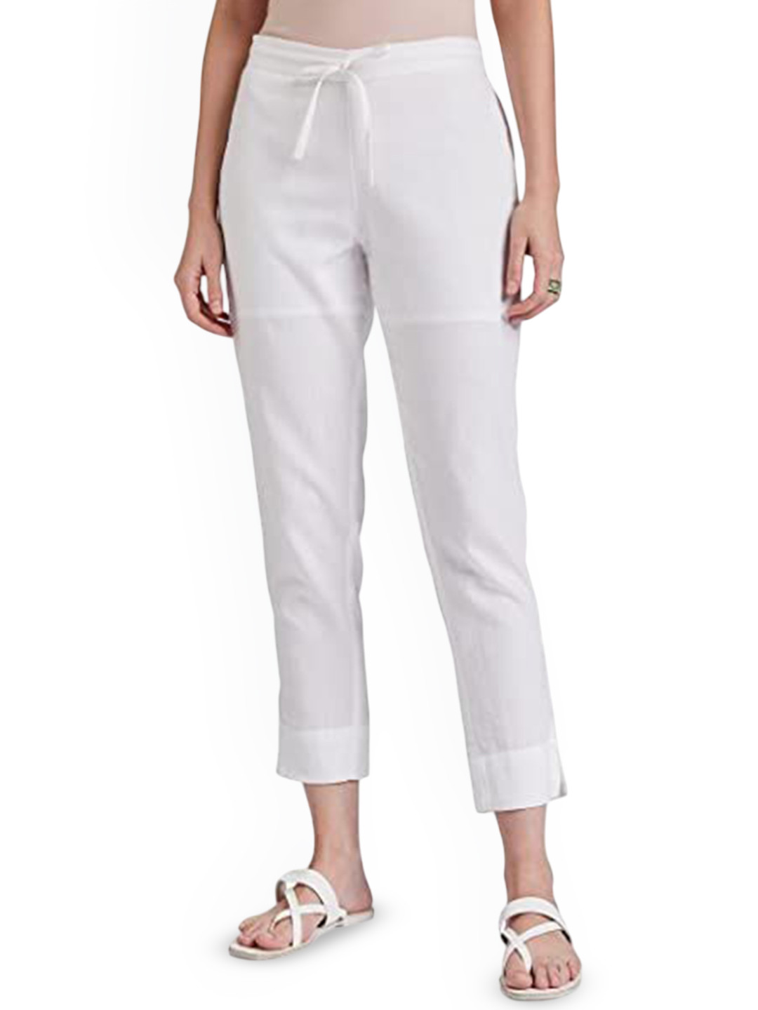 ATARAH Women Slim Fit Easy Wash High-Rise Pleated Trousers
