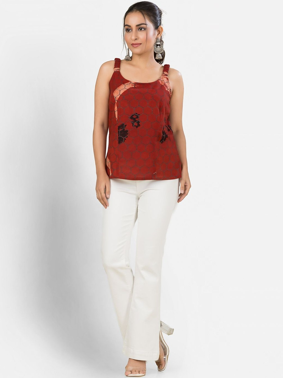 Crazy Needle Honeycomb Printed Cotton Tank Top