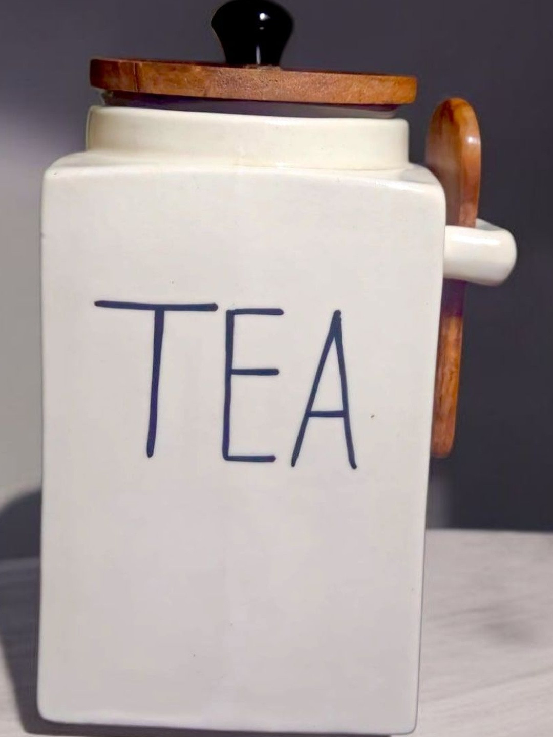 Artisans Bazar White & Brown 3 Pcs Ceramic Easy to Clean Sugar Coffee & Tea Canister Set