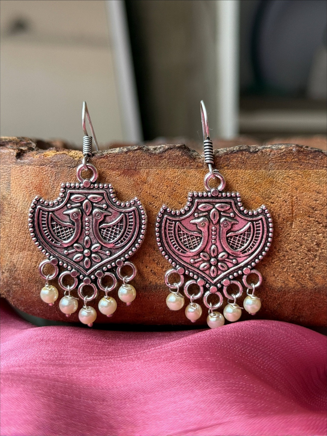 Jhumki Wala Artificial Beaded Peacock Shaped Drop Earrings