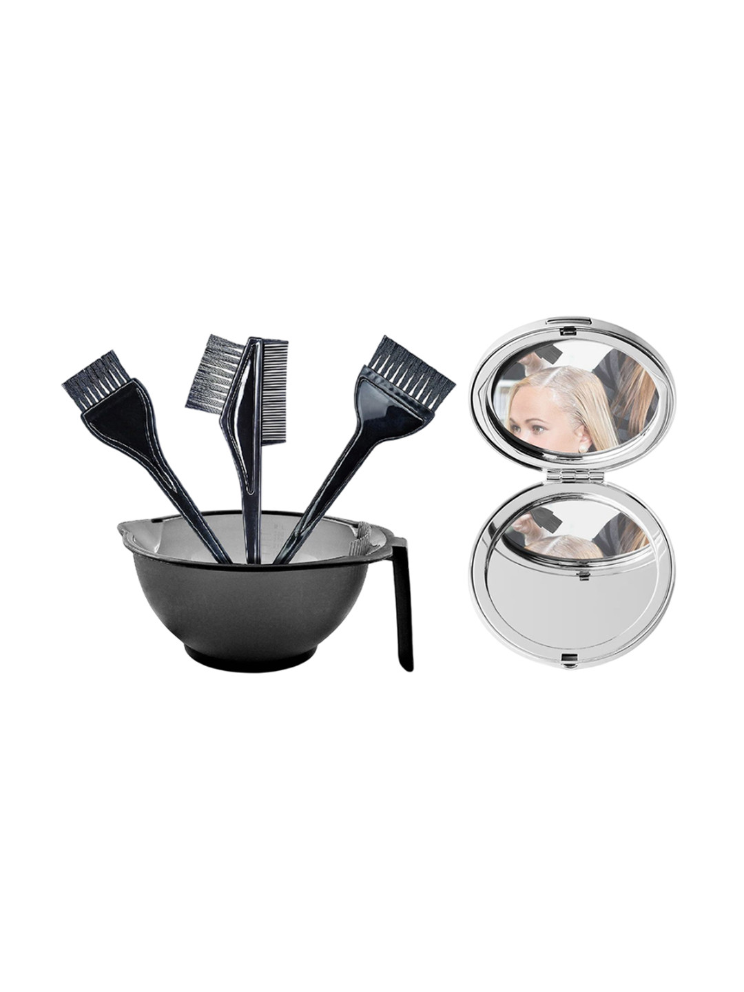 Adbeni Set Of 5 Hair Color Mixing Bowl & Hair Dye Brushes With Pocket Mirror