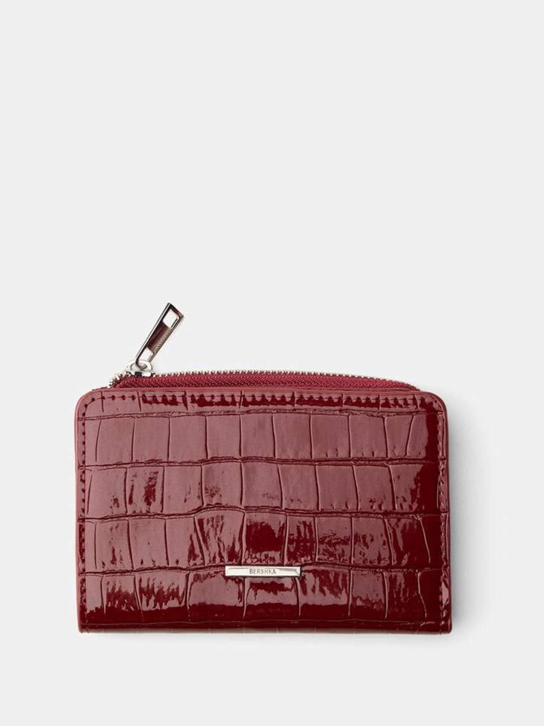 Bershka Embossed Faux-patent-finish Animal Print Purse