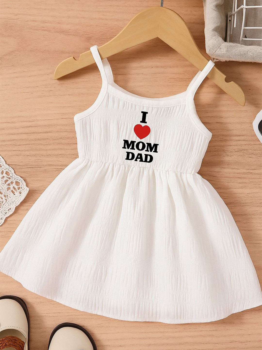 JIM FASHION Girls Typography Printed Fit and Flare Dress