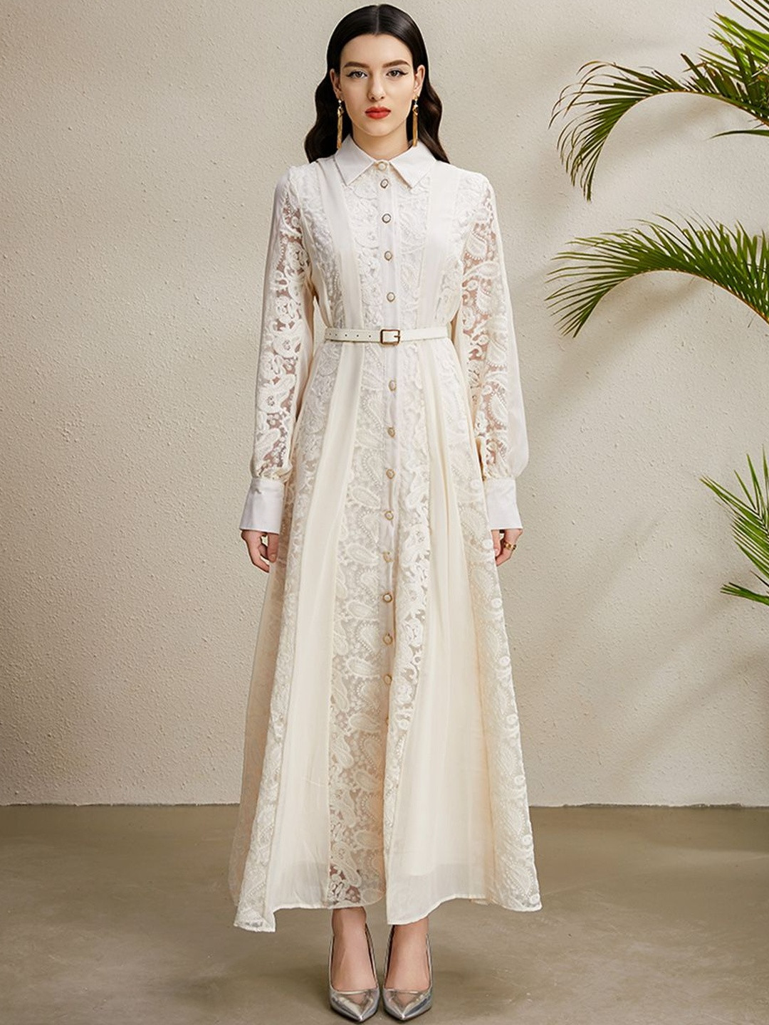 JC Collection Women Self Design Shirt Maxi Dress