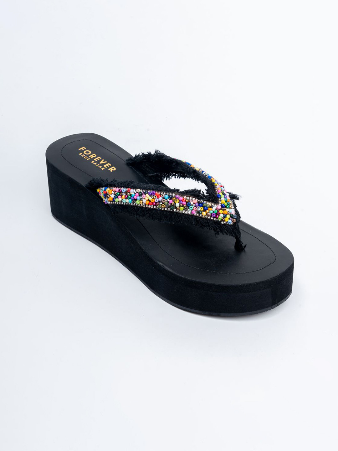 FOREVER SHOE BAZAR Women Embeelished Beaded Platform Heels Sandals