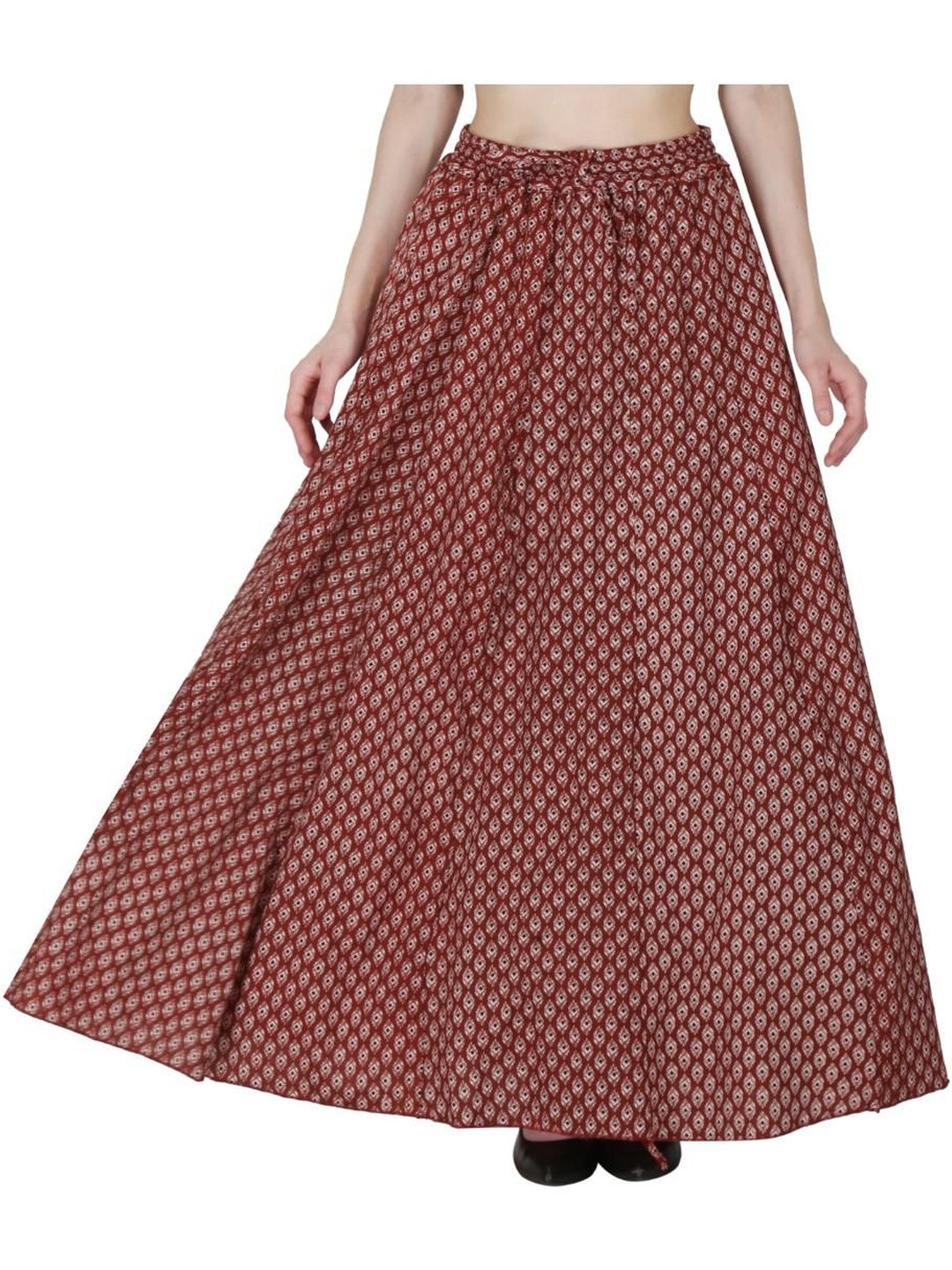 Sttoffa Women Maroon Printed Cotton Skirt