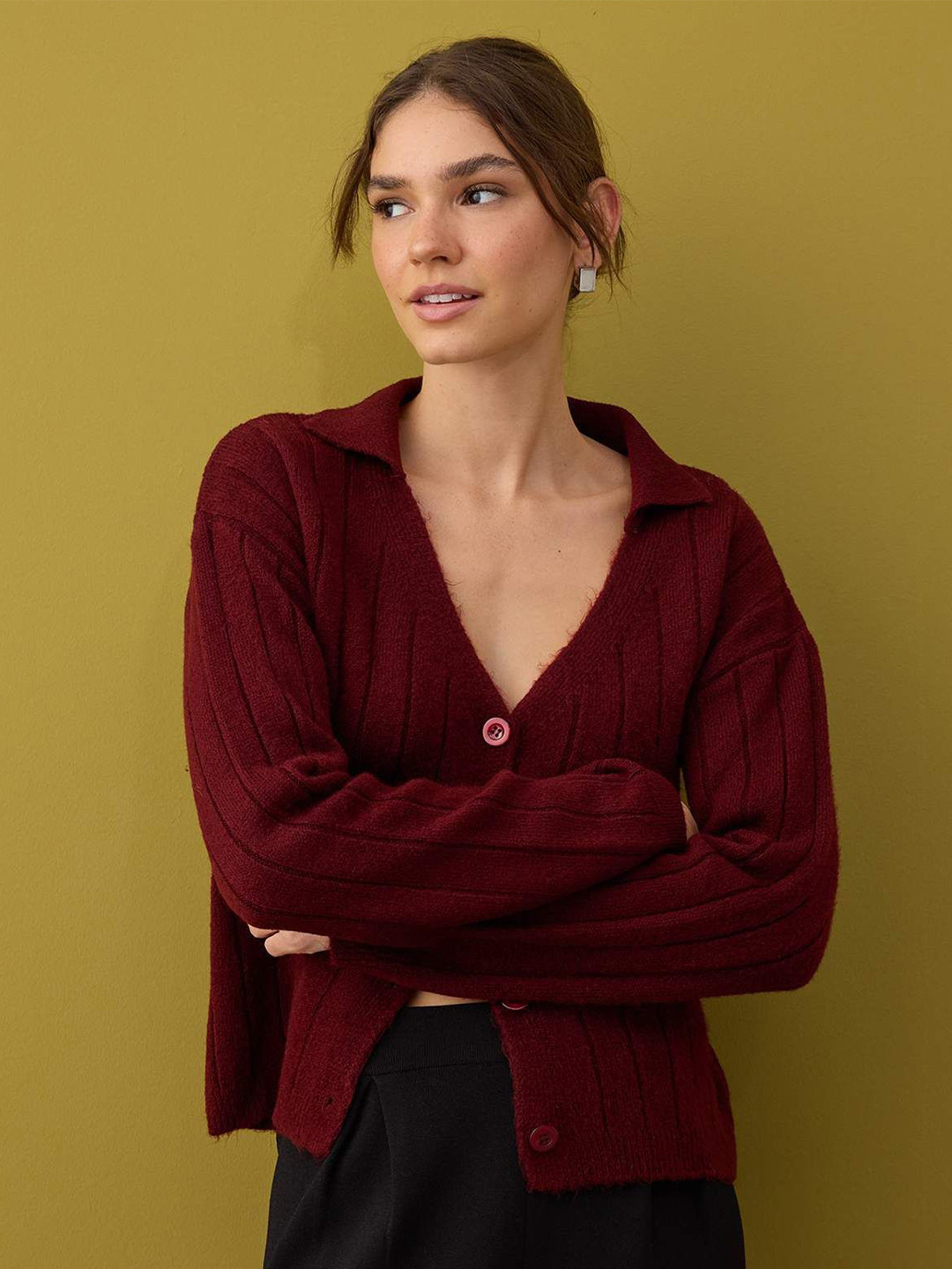 Trendyol Women Shirt Collar Long Sleeves Cardigan