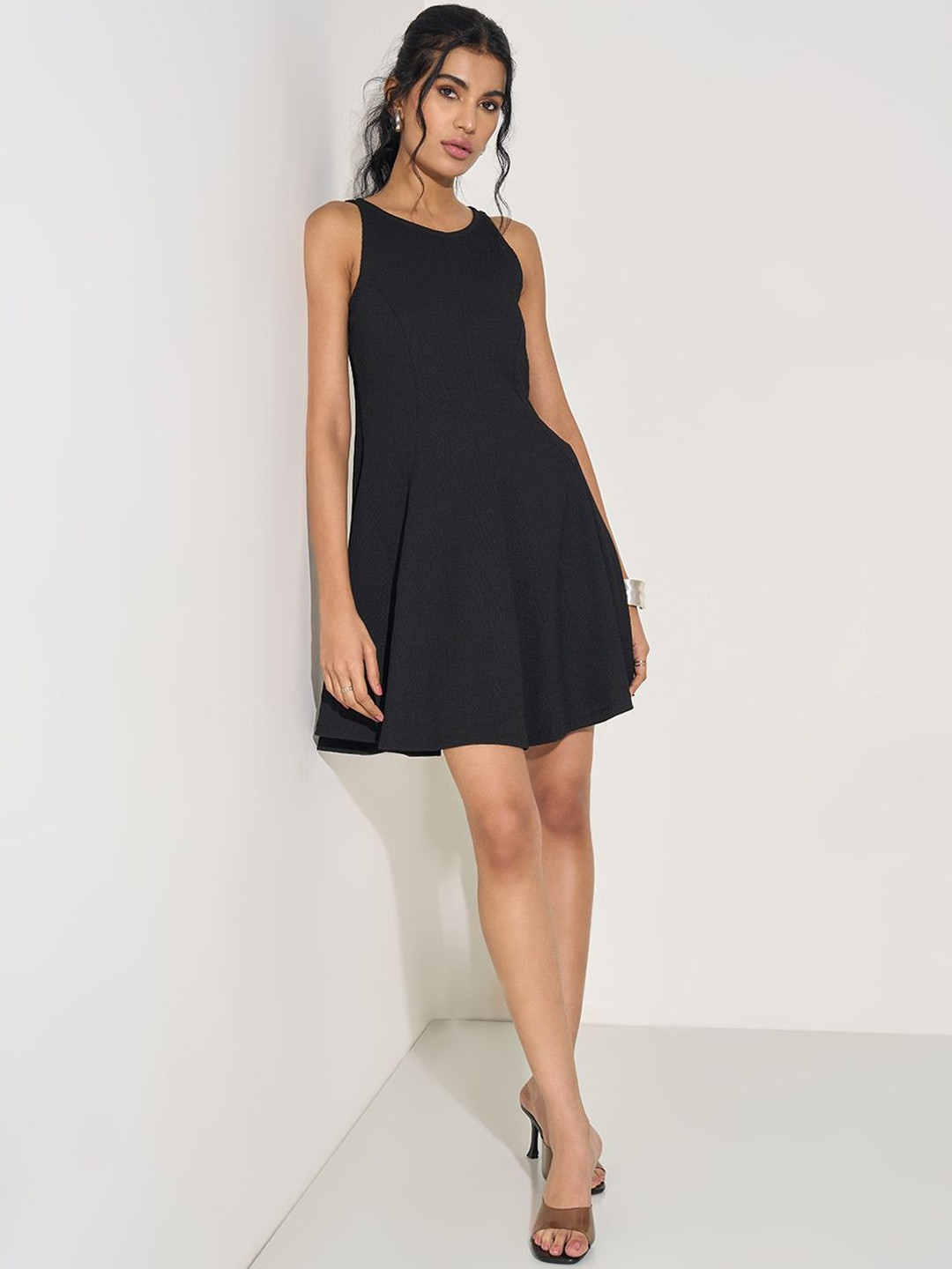 Honey by Pantaloons Women's Solid Sleeveless Fit & Flare Dress