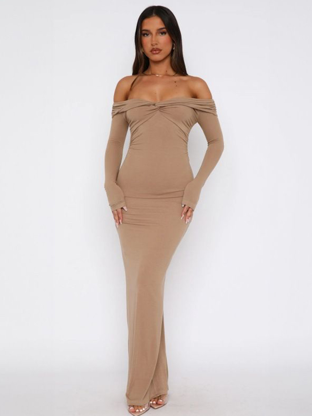StyleCast Caramel Color Women Bodycon Summer Maxi Length Dress For Women