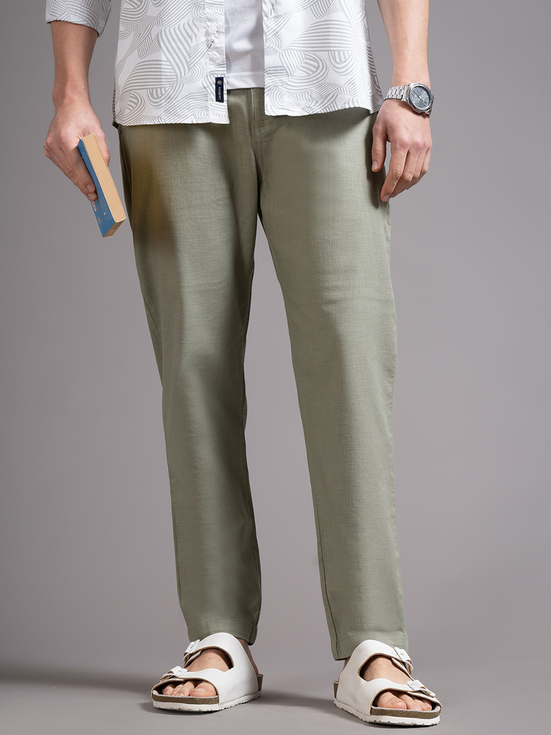British Club Men Smart Straight Fit Mid-Rise Chinos