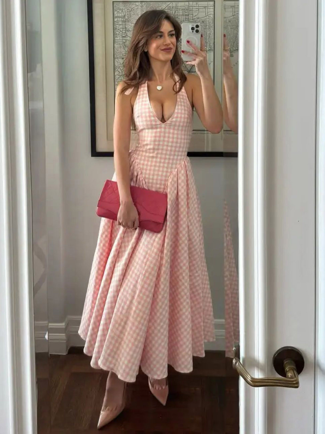 Miss Mosa By Akanksha  Women Pink Shireen Drop Waist Midi Dress