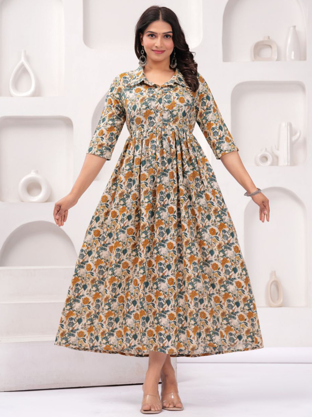 Step Queen Women Floral Printed Daily Cotton A-Line Kurta