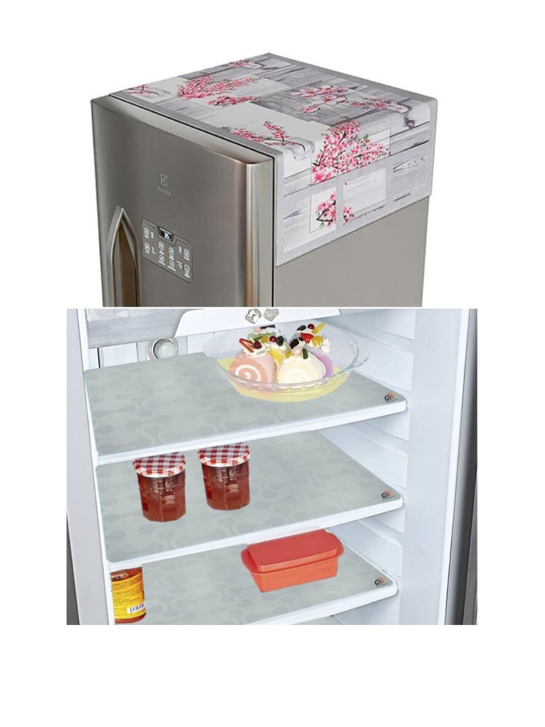 CROSMO Set Of 4 PVC Fridge Top Cover With 3 Fridge Mats