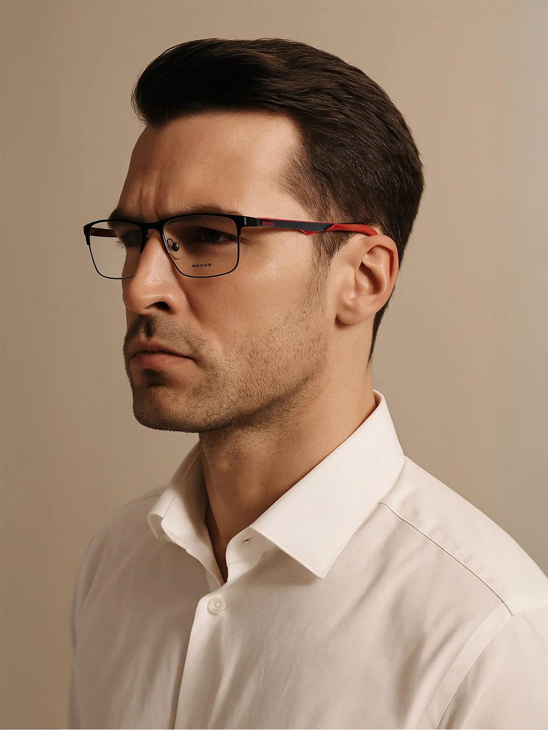 Police Men Black & Red Half Rim Square Frames VPL693K52531YFR