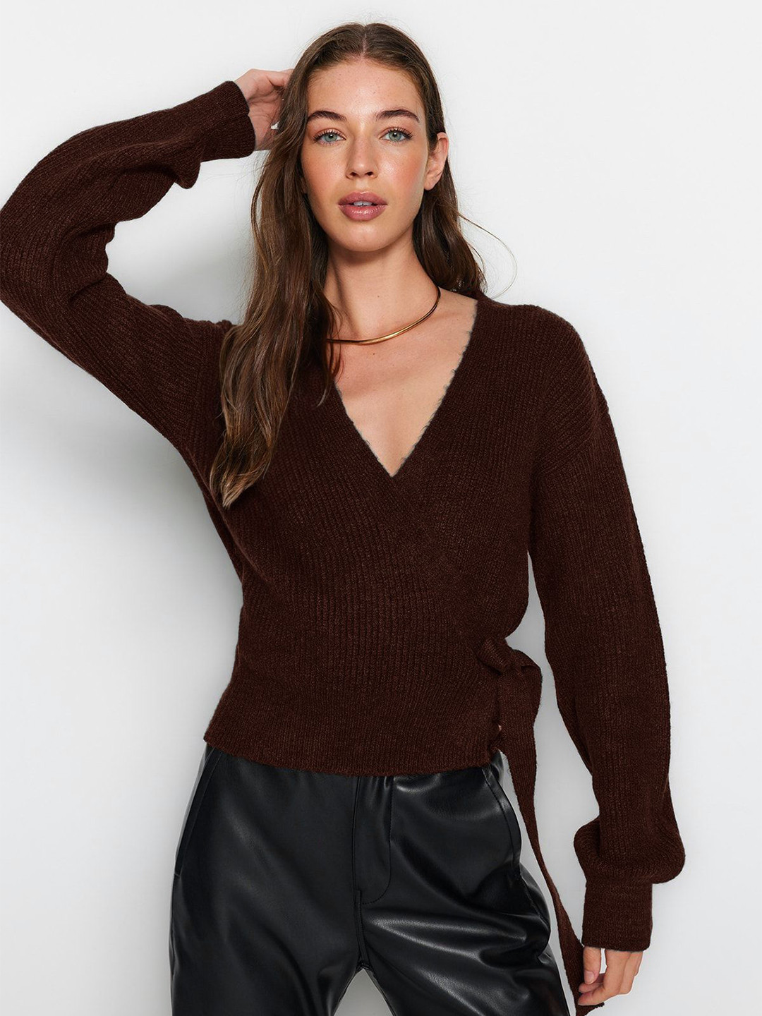 Trendyol Women V-Neck Long Sleeves Cardigan