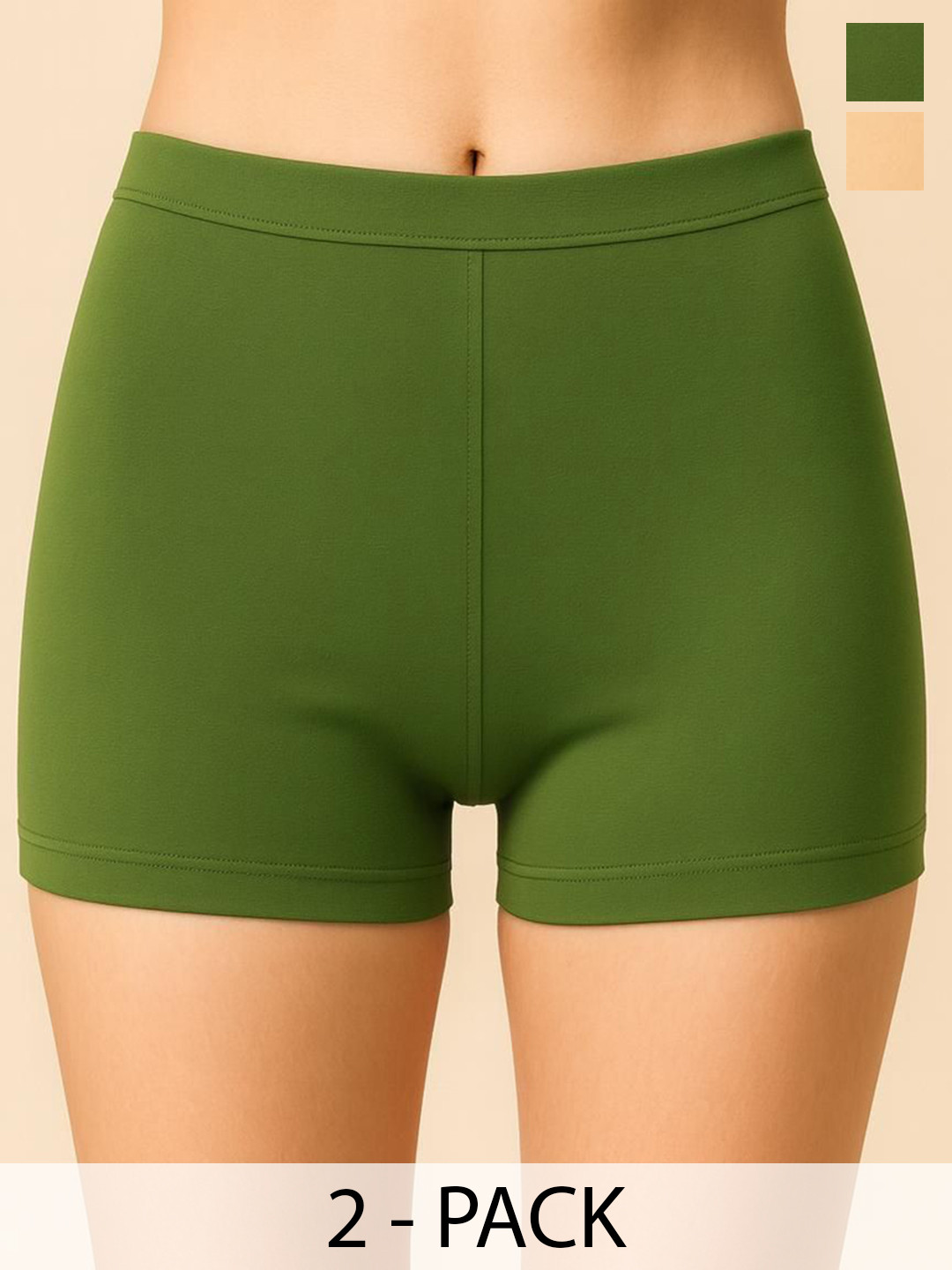 DRAXSTAR Women Pack Of 2 Combed Cotton Boy ShortsBriefs DRX SBT-33 Skin,R Green XS-2