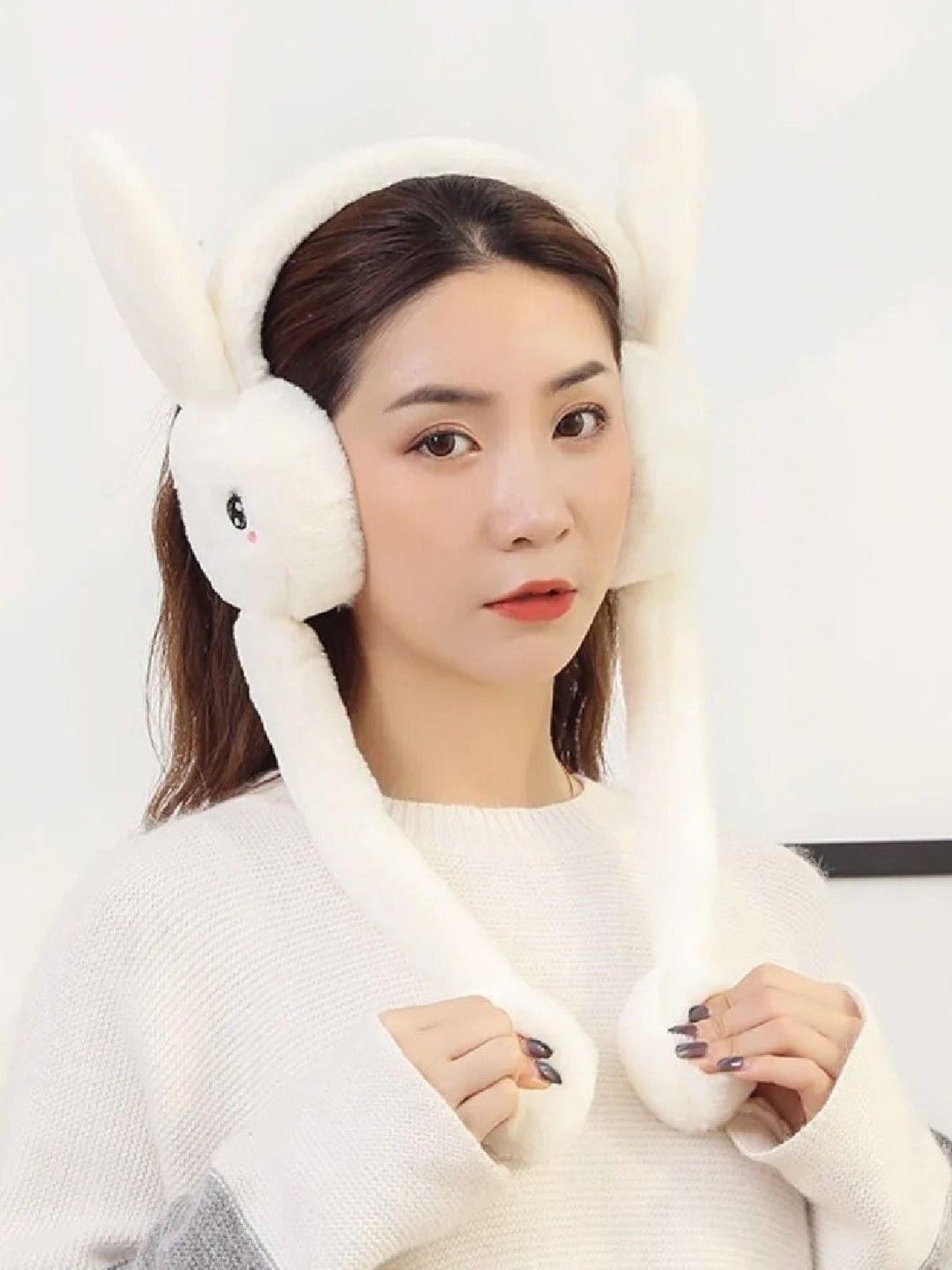 TOMKOT Women White Earmuff Caps