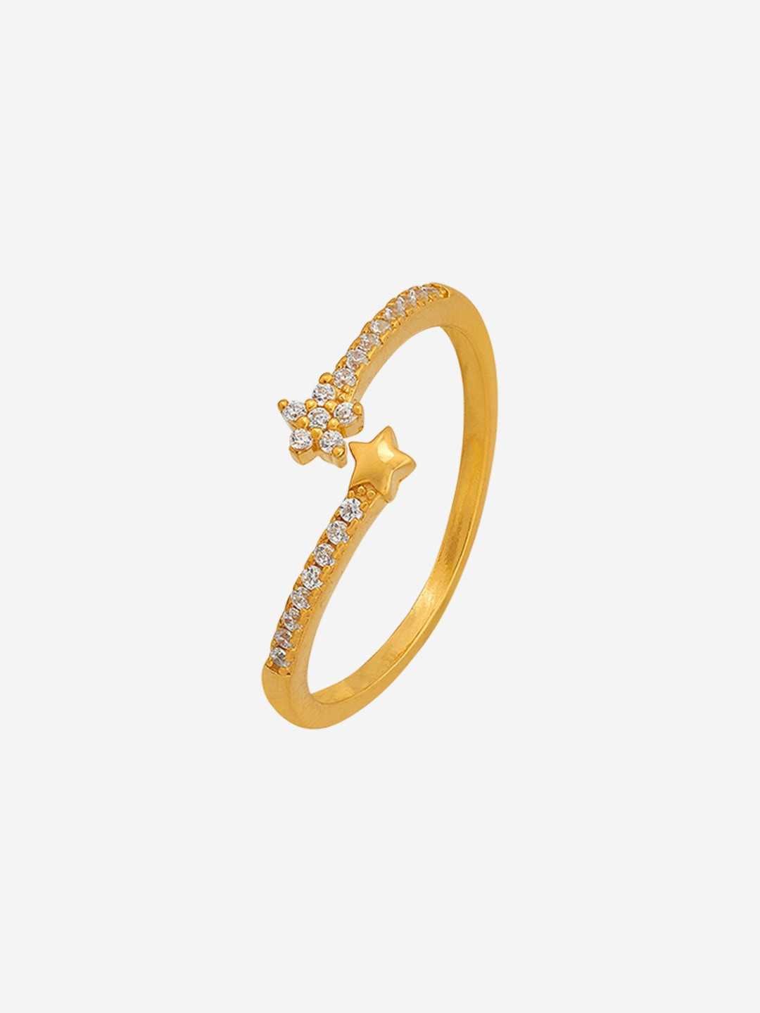 Kushal's Fashion Jewellery 92.5 Sterling Silver Gold-Plated Zircon Trendy Finger Ring