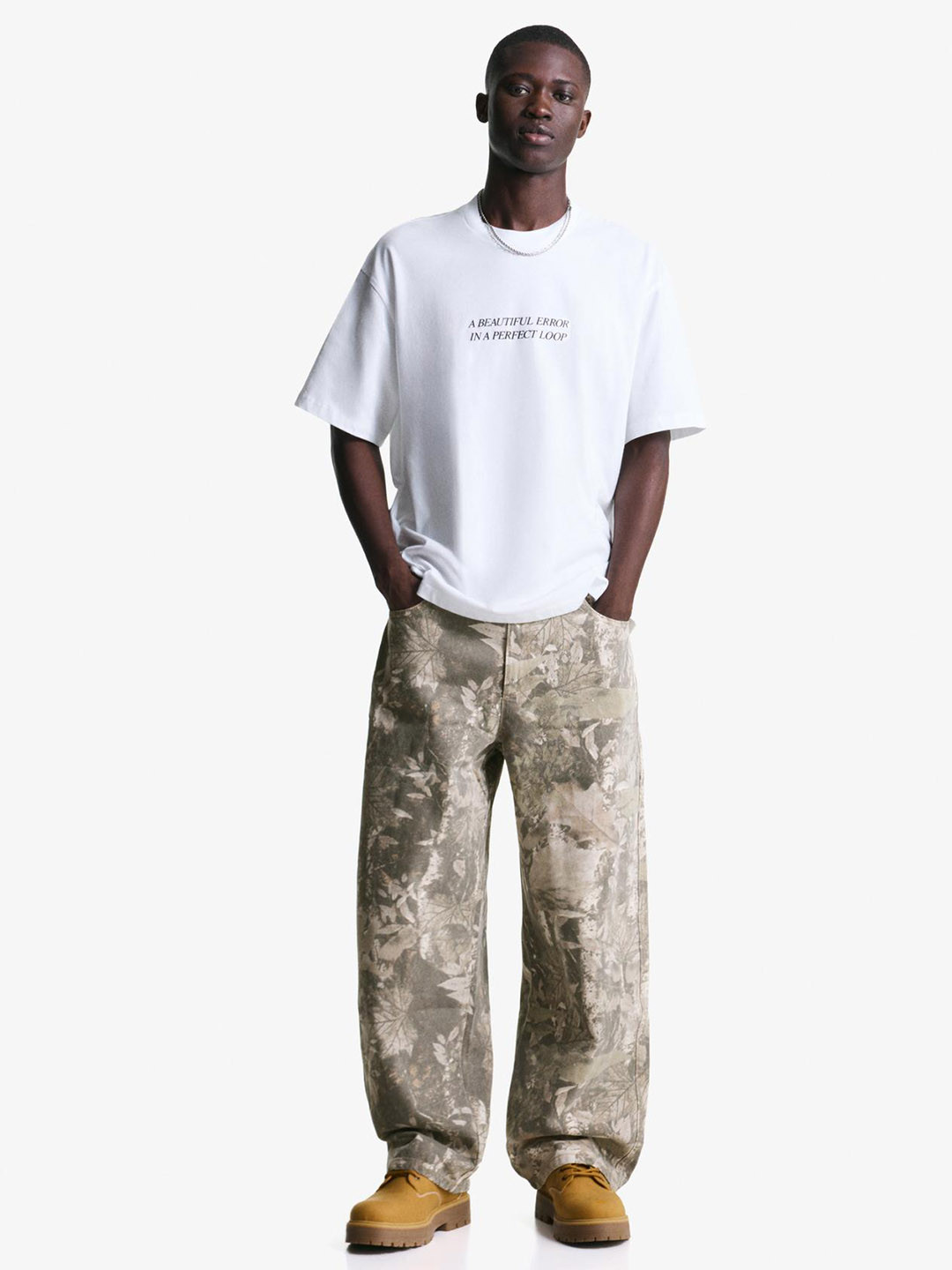 Bershka Super Baggy Printed Trousers