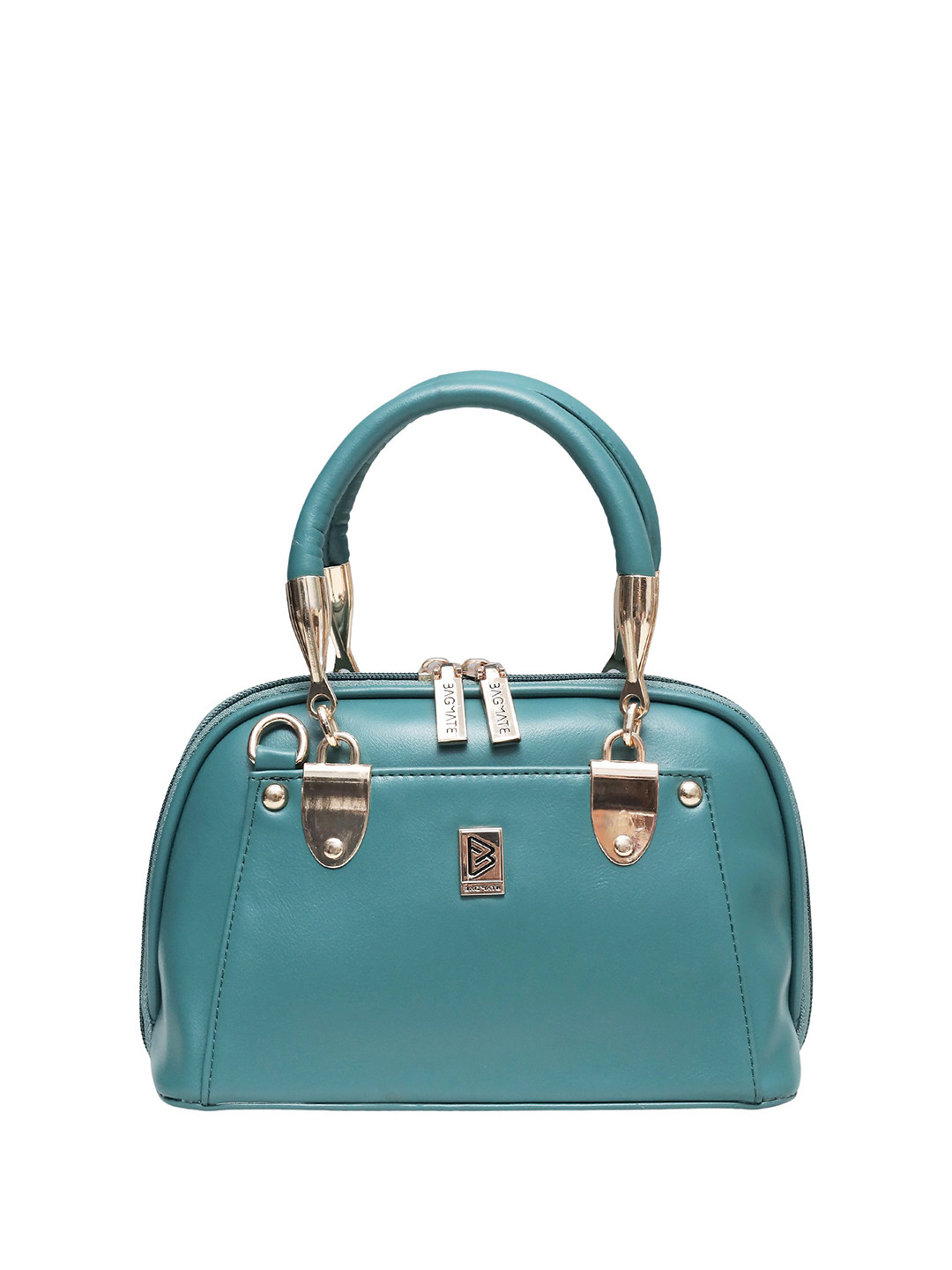 Bagmate Women Solid Baguette Leather Handheld Bag