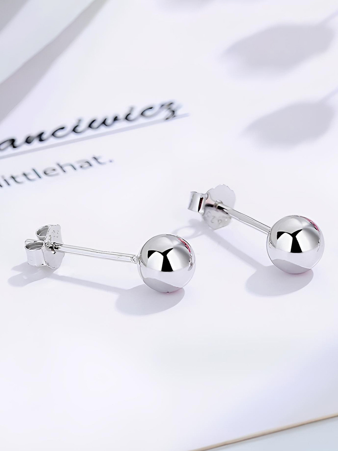 RAGABANDHA DESIGN STUDIO Silver-Plated Circular Ball Shaped Studs Earrings- 5mm