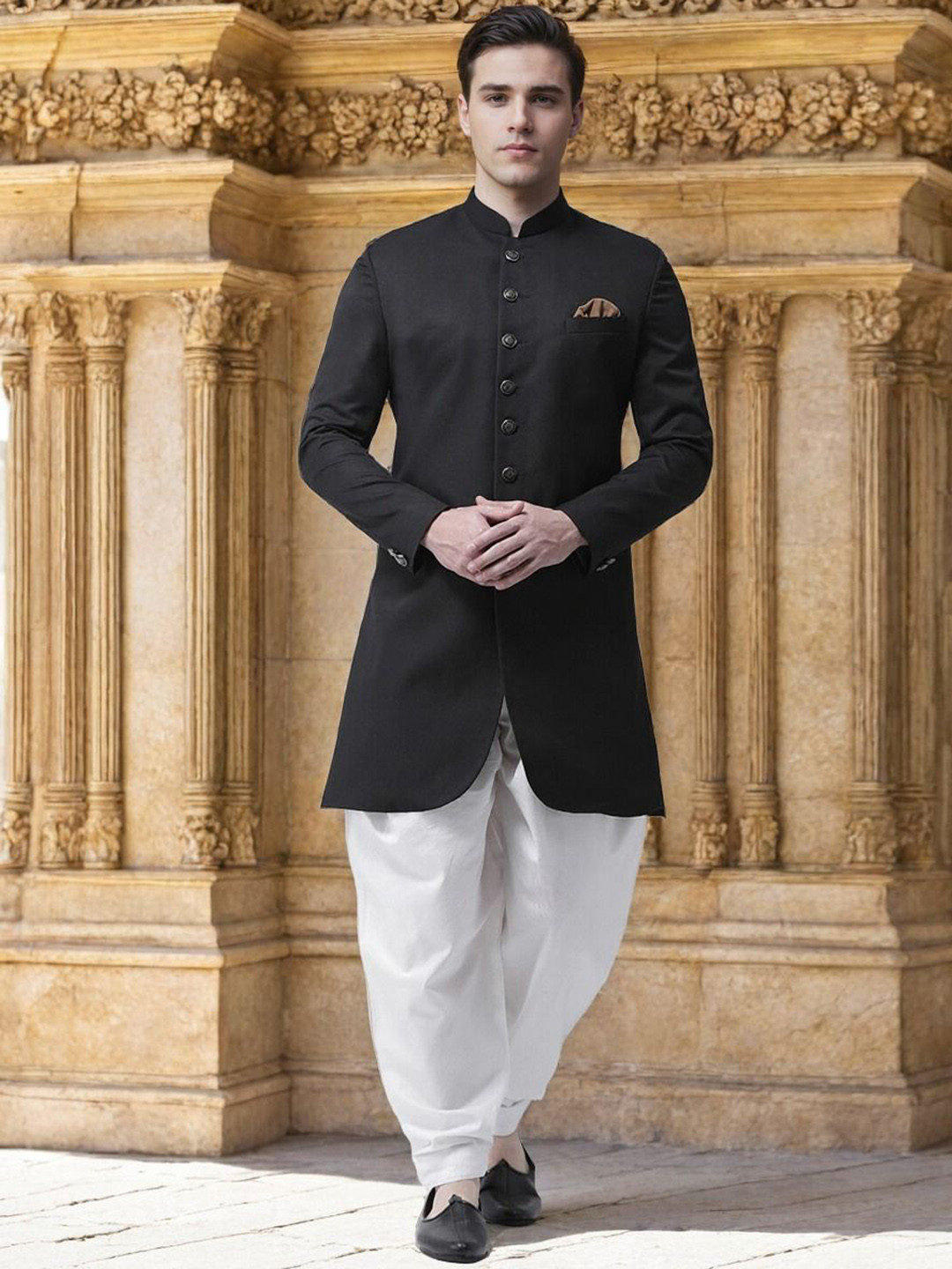 PRINTINDIA Men Mandarin Collared Jodhpuri & Dhoti Pants Set