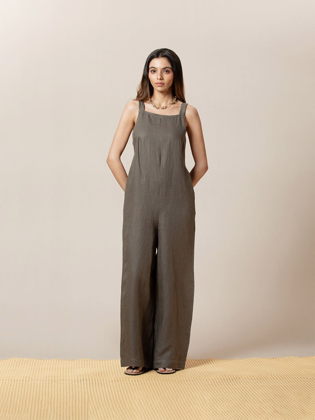 LOVE PANGOLIN Women Hemp Organic Square Neck Cotton Basic Jumpsuit
