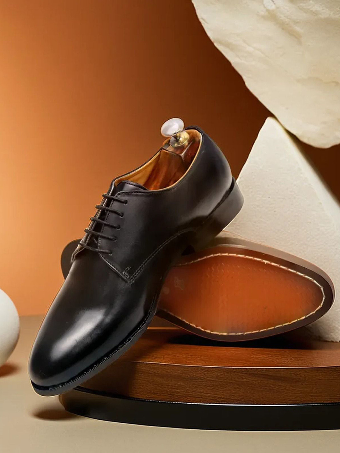 DANZIO Men Round Toe Leather Formal Derbys