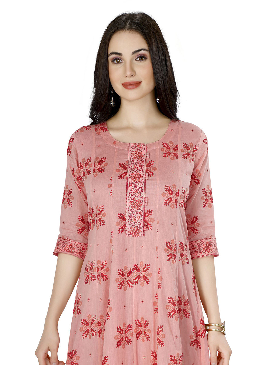 IRIS WOMEN Floral Printed Round Neck Pure Cotton Ethnic Dress