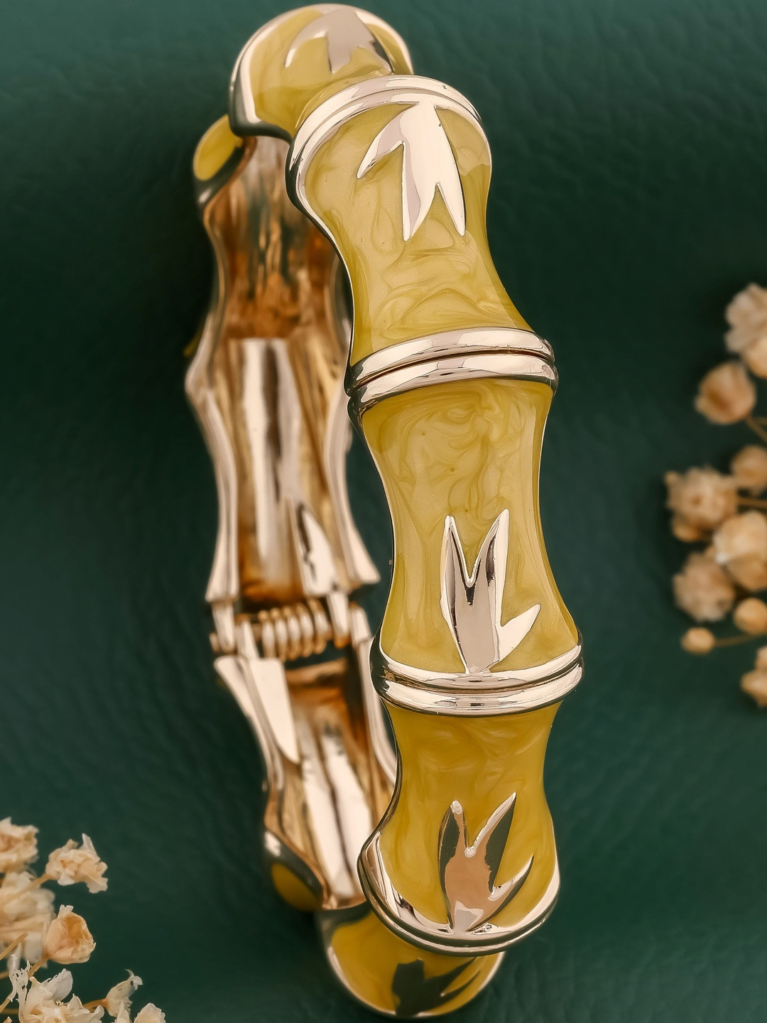 QUERALT Brass-Plated Bamboo Enamel Bangle-Style Bracelet