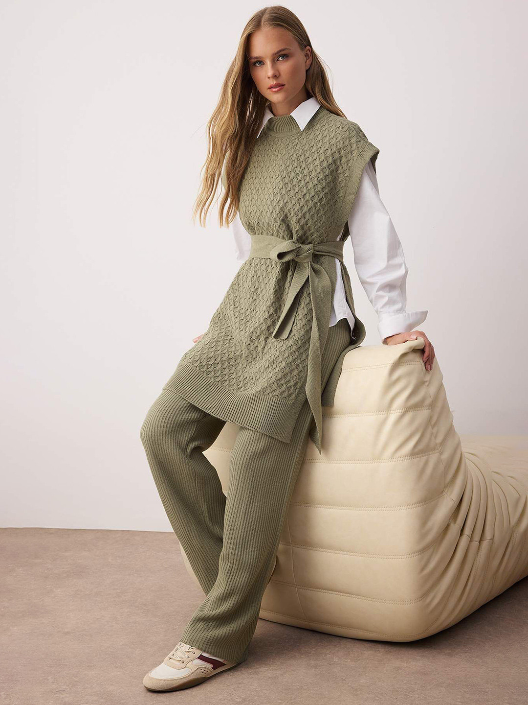Trendyol Self-Design Acrylic Sweater With Trouser