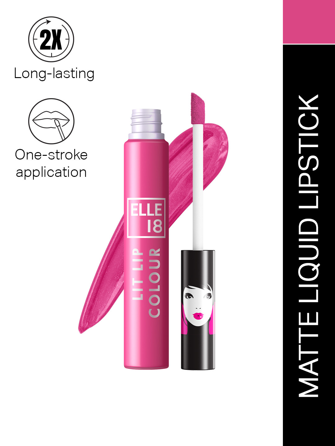 ELLE 18  Lit Lip Matte Finish Long Lasting Smudgeproof Lip Colour 5.6ml - Flashing Pink