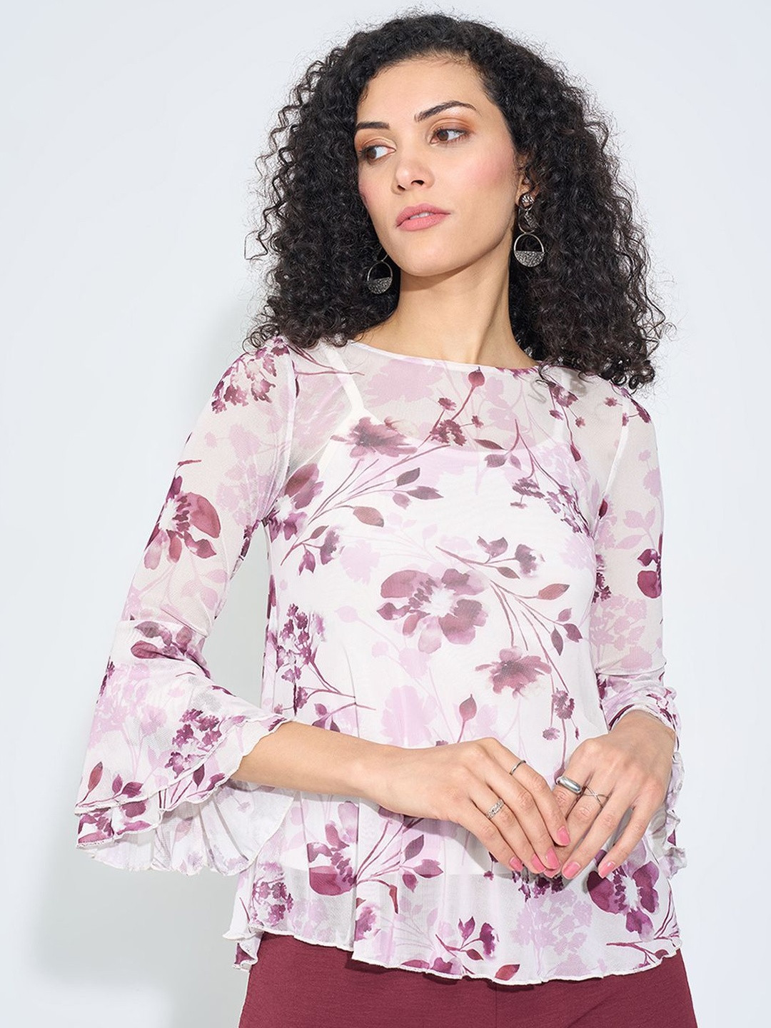 Honey by Pantaloons Women's  Floral Print Bell Sleeve Top