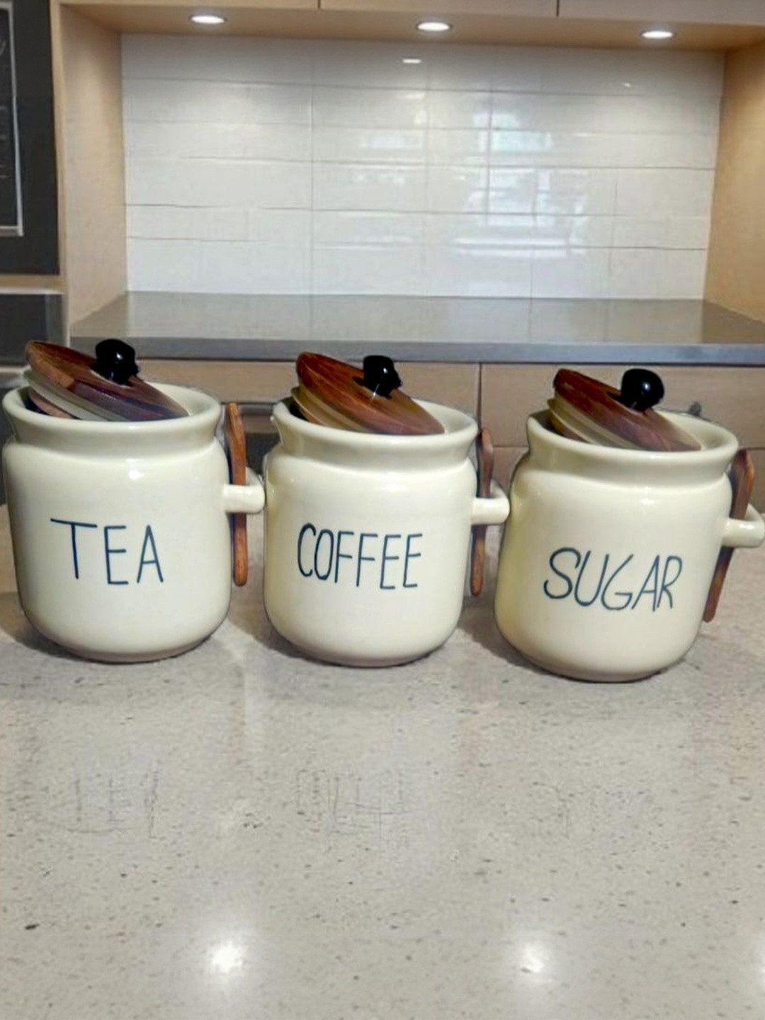 Artisans Bazar Pack of 3 White Ceramic Canister Container