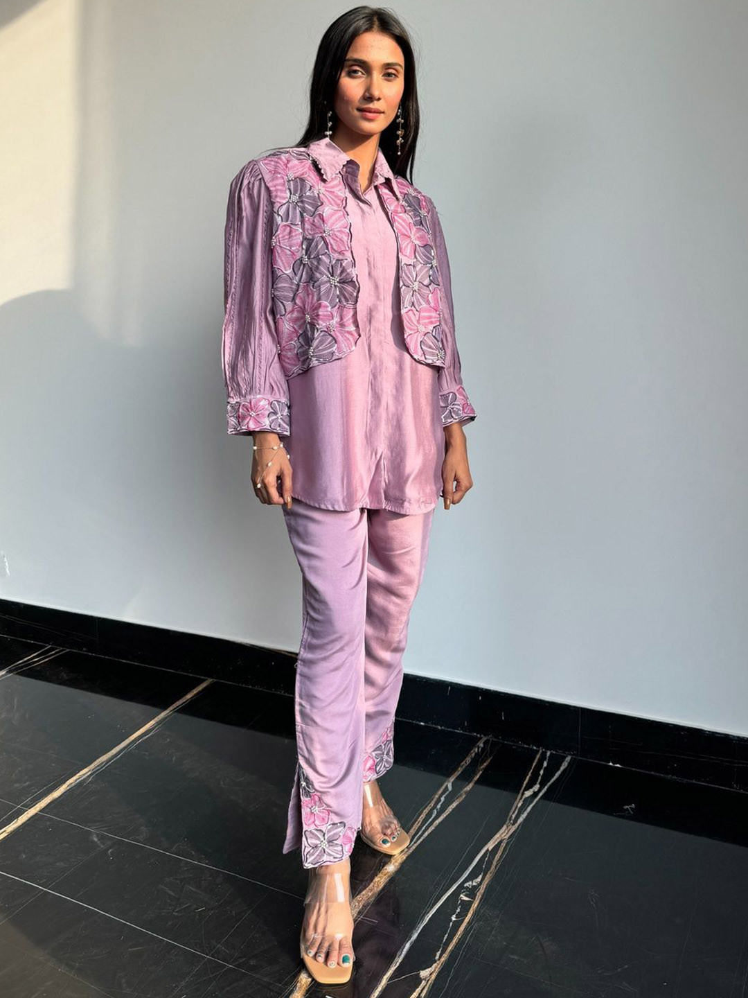 Blooming Tales Embroidered Shirt With Trousers