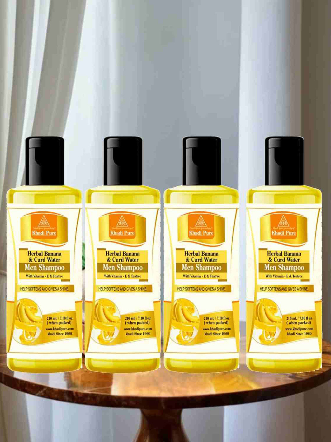 Khadi Pure Set Of 4 Herbal Banana & Curd Water Shampoo - 210 ml Each