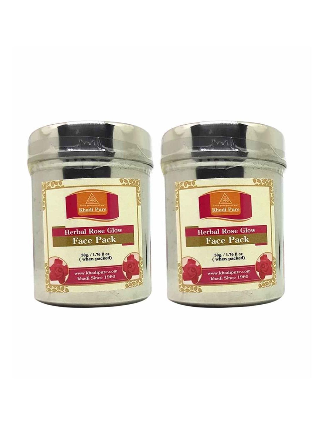 Khadi Pure Set Of 2 Herbal Rose Face Mask For Skin Nourishment - 50 g Each
