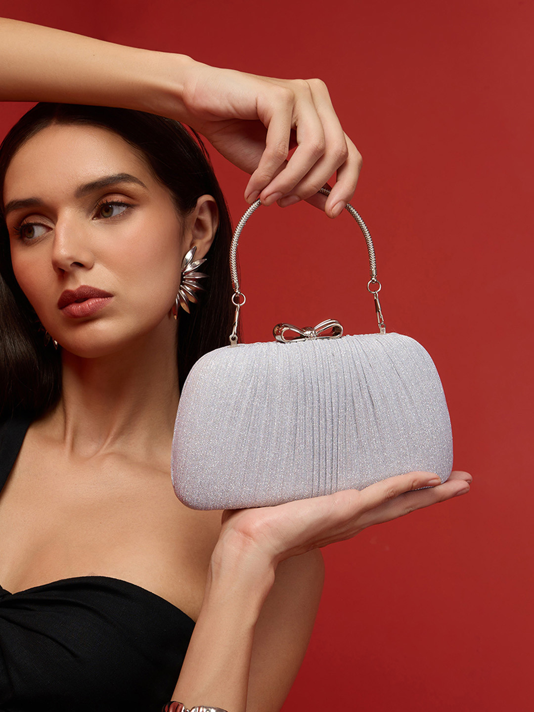 Akiki London Women Barnet Embellished Box Frame Clutch