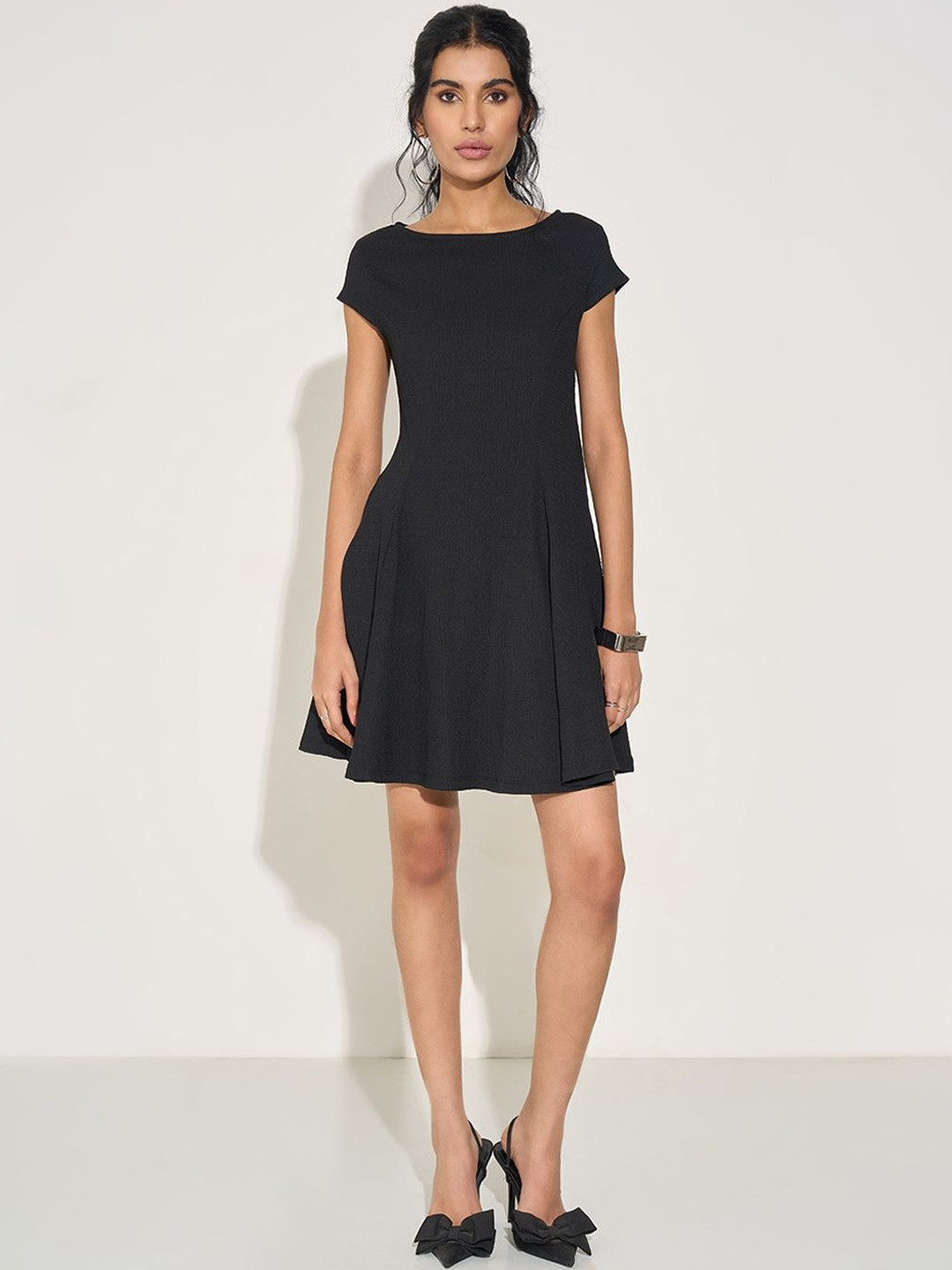 Honey by Pantaloons Solid Ribbed Fit & Flare Dress